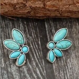 Anthropologie Natural Turquoise Western Bohemian Vintage Earrings NEW